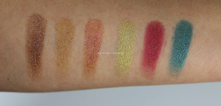 Swatch ombretti shimmer palette Different II Mulac Cosmetics