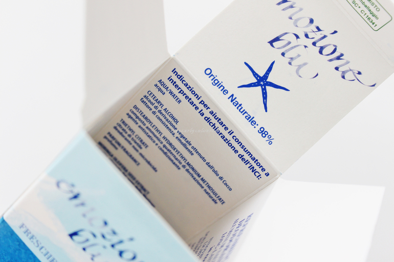 Dettaglio packaging Deodorante rinfrescante emozione blu Helan