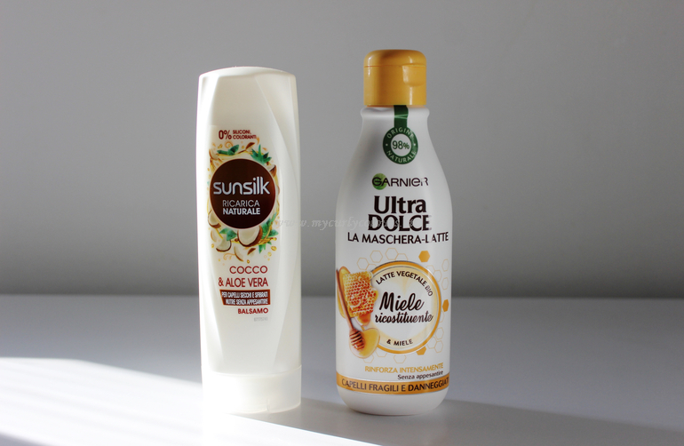 Balsamo Sunsilk Ricarica Naturale e Maschera Latte al Miele Ultra Dolce Garnier